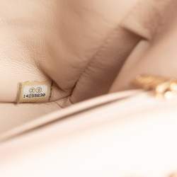 مملوكة مسبقًا حقيبة شانيل جامبو كلاسيك جلد مبطن بيج بقلاب واحد