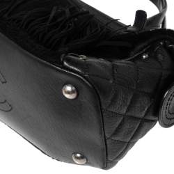 Pre Owned Chanel Black Quilted Leather and Calfhair Fringe Paris Dallas Bag
