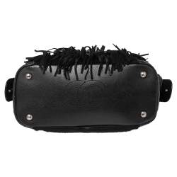Pre Owned Chanel Black Quilted Leather and Calfhair Fringe Paris Dallas Bag