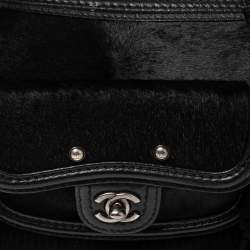 Pre Owned Chanel Black Quilted Leather and Calfhair Fringe Paris Dallas Bag