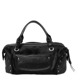 Pre Owned Chanel Black Quilted Leather and Calfhair Fringe Paris Dallas Bag