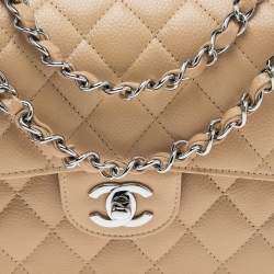 مملوكة مسبقًا Chanel Nude Quilted Caviar Leather Small Classic Double Flap Bag