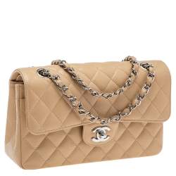 مملوكة مسبقًا Chanel Nude Quilted Caviar Leather Small Classic Double Flap Bag
