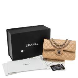 مملوكة مسبقًا Chanel Nude Quilted Caviar Leather Small Classic Double Flap Bag