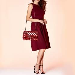 Chanel Red Quilted Patent Leather Jumbo Classic Double Flap Bag