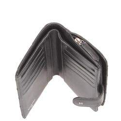 Pre Owned Chanel Black Matelasse Leather Compact Wallet