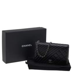 Chanel Black Quilted Leather Coco Boy Flap WOC Bag