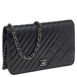 Chanel Black Quilted Leather Coco Boy Flap WOC Bag