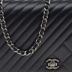 Chanel Black Quilted Leather Coco Boy Flap WOC Bag