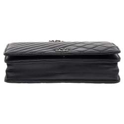 Chanel Black Quilted Leather Coco Boy Flap WOC Bag