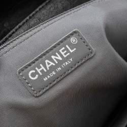 مملوكة مس بقًا حقيبة كتف شانيل ماكسي جلد أسود بسلسلة ملتفة وقلاب