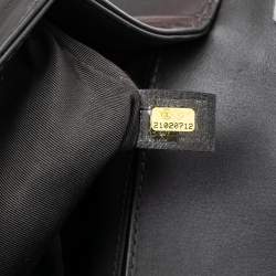 Pre Owned Chanel Grey/Olive Green Quilted Leather Chain Around Medium Boy Flap Top Handle Bag