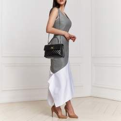 Pre Owned Chanel Black Quilted Leather Small Trendy CC Flap Top Handle Bag
