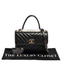 Pre Owned Chanel Black Quilted Leather Small Trendy CC Flap Top Handle Bag