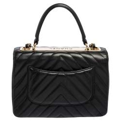 Pre Owned Chanel Black Quilted Leather Small Trendy CC Flap Top Handle Bag