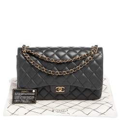 Chanel Grey Quilted Leather Jumbo Classic Double Flap Bag