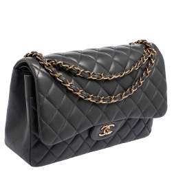 Chanel Grey Quilted Leather Jumbo Classic Double Flap Bag