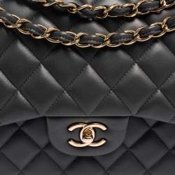 Chanel Grey Quilted Leather Jumbo Classic Double Flap Bag