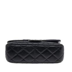 Pre Owned Chanel Black Quilted Leather And Python Classic Frame Flap Bag