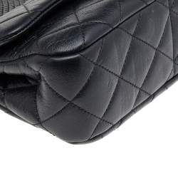 Pre Owned Chanel Black Quilted Leather And Python Classic Frame Flap Bag