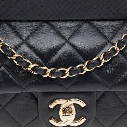 Pre Owned Chanel Black Quilted Leather And Python Classic Frame Flap Bag