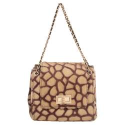 مملوكة مسبقًا حقيبة شانيل "اكورديون" جلد و قماش مجدول وردي و أبيض