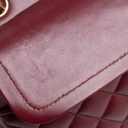 Pre Owned Chanel Red Quilted Leather Medium Classic Double Flap Bag