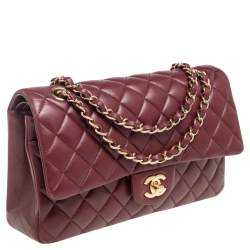 Pre Owned Chanel Red Quilted Leather Medium Classic Double Flap Bag