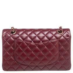 Pre Owned Chanel Red Quilted Leather Medium Classic Double Flap Bag