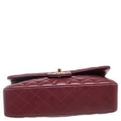 Pre Owned Chanel Red Quilted Leather Medium Classic Double Flap Bag