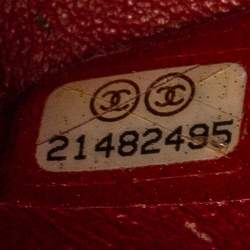 Pre Owned حقيبة شانيل قلاب مزدوج كلاسيك متوسطة جلد لامع مبطن أحمر