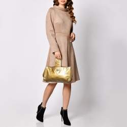 Pre Owned Chanel Gold Patent Leather Reissue 2.55 Clutch