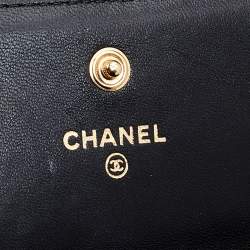 Pre Owned Chanel Black Quilted Leather Boy Long Flap Continental Wallet