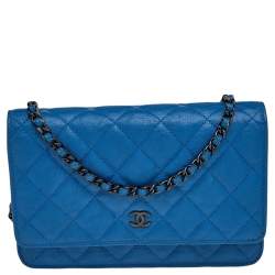 Chanel Blue Quilted Leather Classic WOC Clutch Bag Chanel