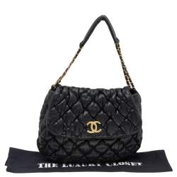 Pre Owned Chanel Black Bubble Quilted Leather Flap Bag