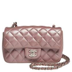 Chanel Metallic Rose Quilted Leather Mini Rectangle Classic Single Flap Bag  Chanel