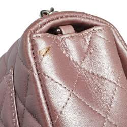 Pre Owned حقيبة ميني شانيل كلاسيك جلد مبطن وردي ميتاليك مستطيلة بقلاب 