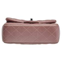 Pre Owned حقيبة ميني شانيل كلاسيك جلد مبطن وردي ميتاليك مستطيلة بقلاب 