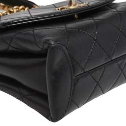 Pre Owned Chanel Black Quilted Lambskin Leather Trendy CC Flap Top Handle Bag