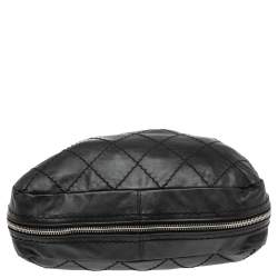 Pre Owned Chanel Black Wild Stitch Quilted Leather CC Zip Around Hobo