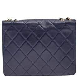 مملوكة مسبقًا حقيبة شانيل غولدن كلاس جلد مبطن أزرق كحلي بقلاب 