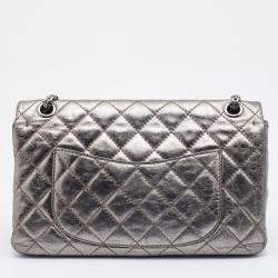 Pre Owned Chanel Metallic Grey Quilted Leather Reissue 2.55 Classic 226 Flap Bag