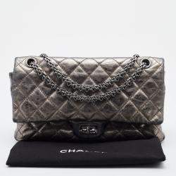 Pre Owned Chanel Metallic Grey Quilted Leather Reissue 2.55 Classic 226 Flap Bag