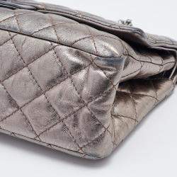 Pre Owned Chanel Metallic Grey Quilted Leather Reissue 2.55 Classic 226 Flap Bag