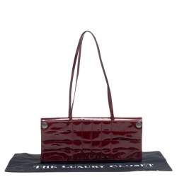 Chanel Red Cube Quilted Patent Leather Vintage Flap Baguette Bag