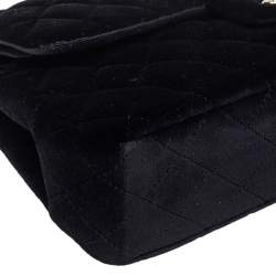 Pre Owned Chanel Black Quilted Velvet Medium Classic Double Flap Bag