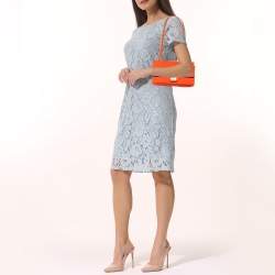 Pre Owned Chanel Orange Croc Quilted Jersey Reissue 225 Flap Bag