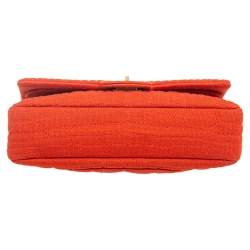 Pre Owned Chanel Orange Croc Quilted Jersey Reissue 225 Flap Bag