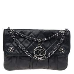 Chanel Black Quilted Leather Coco Pleats Flap Bag Chanel