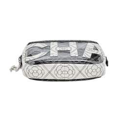 Pre Owned حقيبة صغيرة شانيل كاميليا  كوكو مارك بي في سي وجلد أسود / أبيض بالشعار